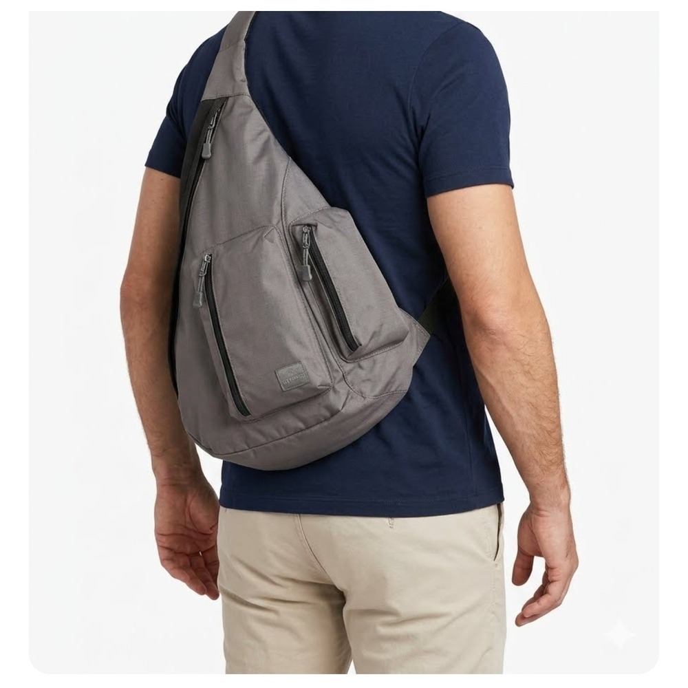 Gap Healthy Back Bag Gray Ripstop Nylon Ergonomic Crossbody Sling Backpack